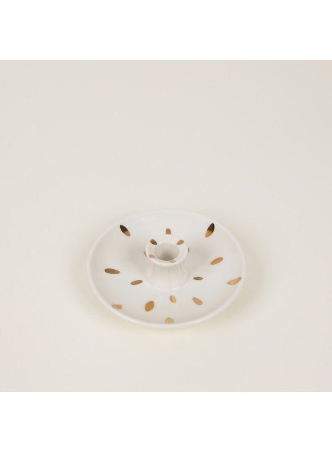 Gold Brushmarks Candle Holder with Gold Flecks 09