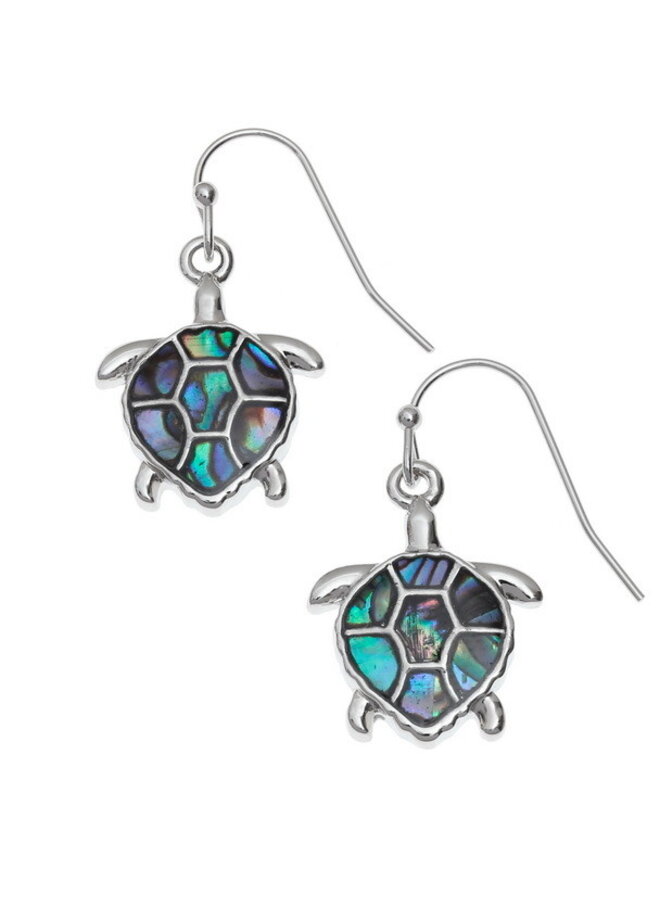 Turtle Drop  Inlaid Paua shell  Earrings  636