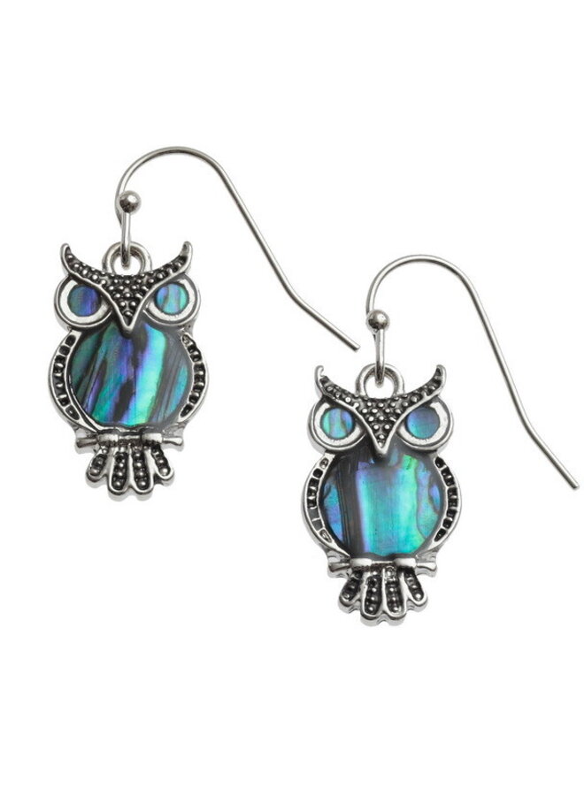 Owl Inlaid Puau shell drop earrings 336