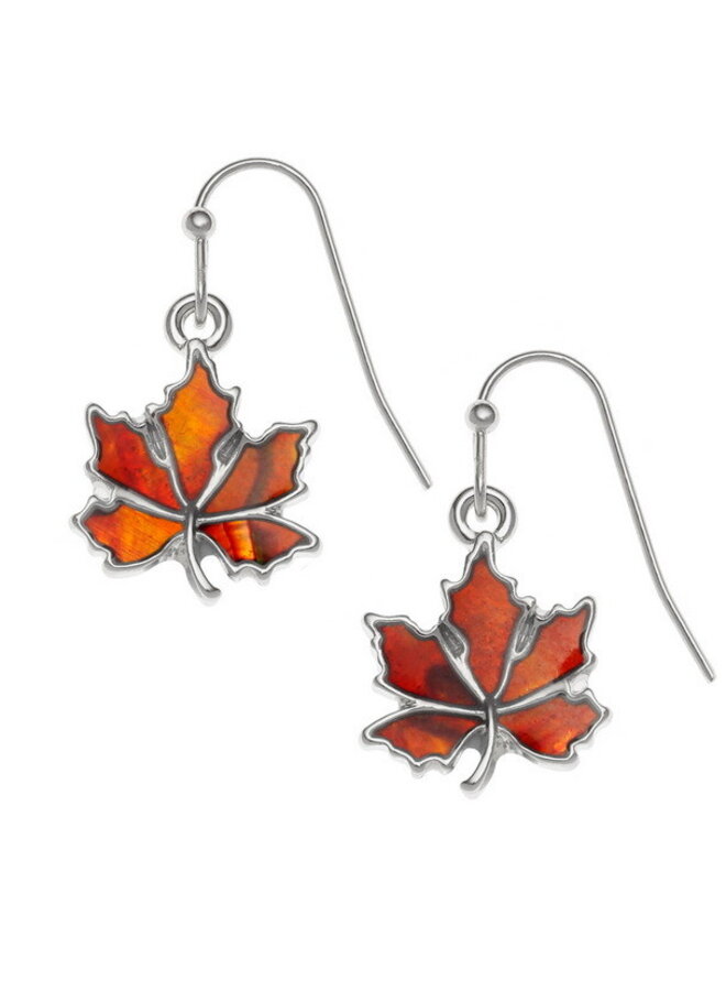 Autumn Leaf Amber Paua Shell Earrings 976