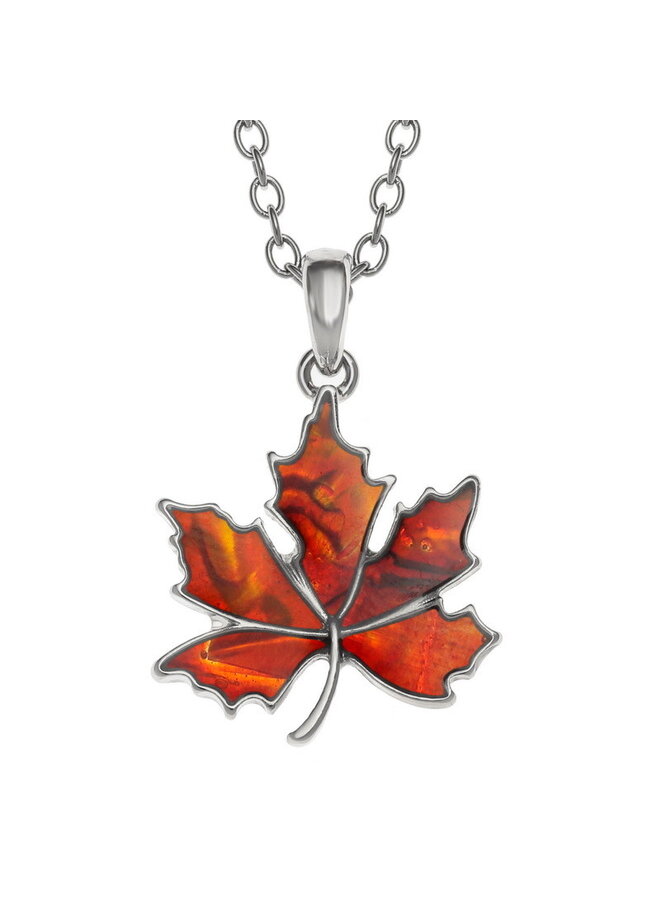 Collar de concha paua de ámbar con hojas de otoño 975