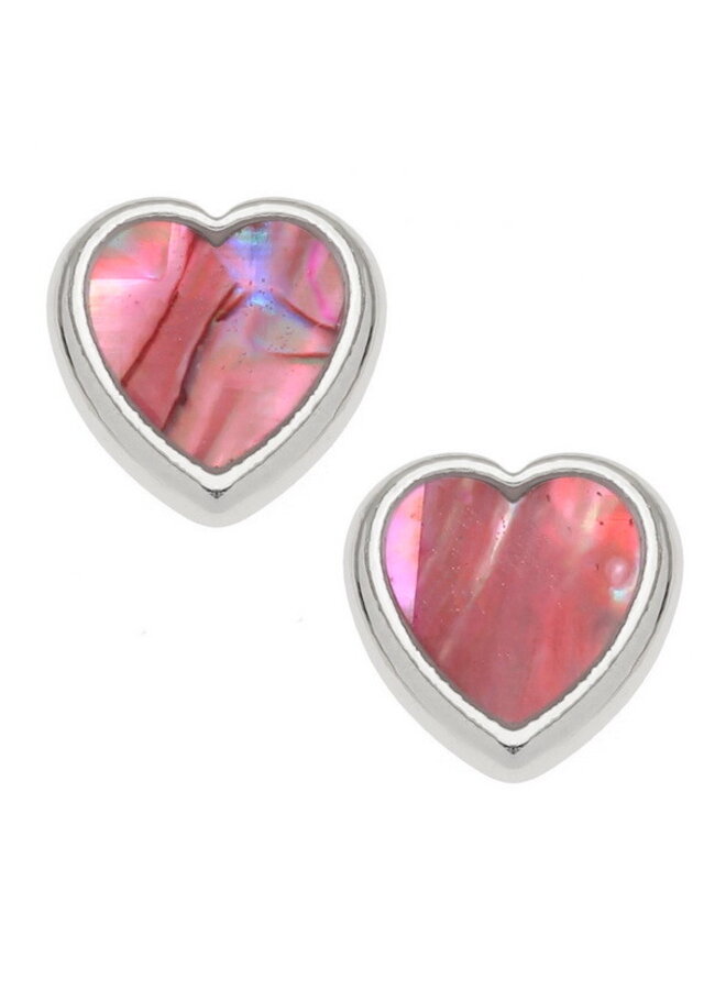 Boucles d'oreilles à tige en coquillage Paua rose en forme de cœur 496E