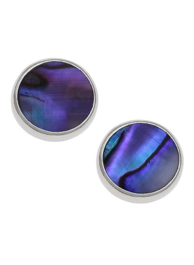Boucles d'oreilles à tige rondes en coquillage Paua violet 597E