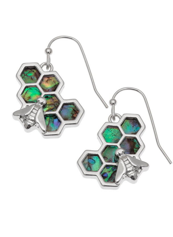 Honeycomb Paua Shell drop earrings 754E