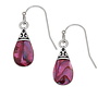 Pear Drop Pink Paua Shell drop earrings 120E