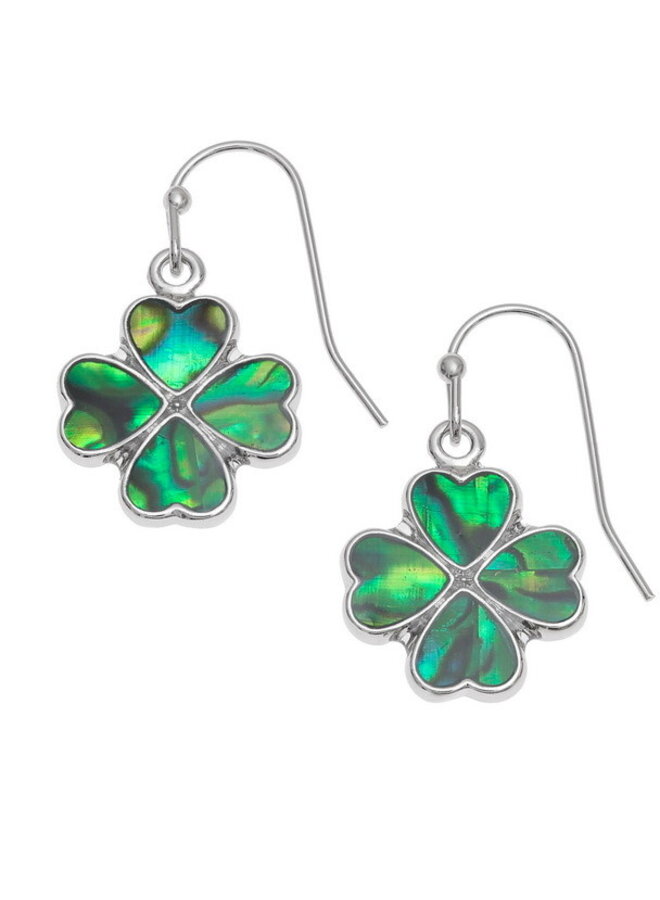 Pendientes de concha de paua verde trébol 566
