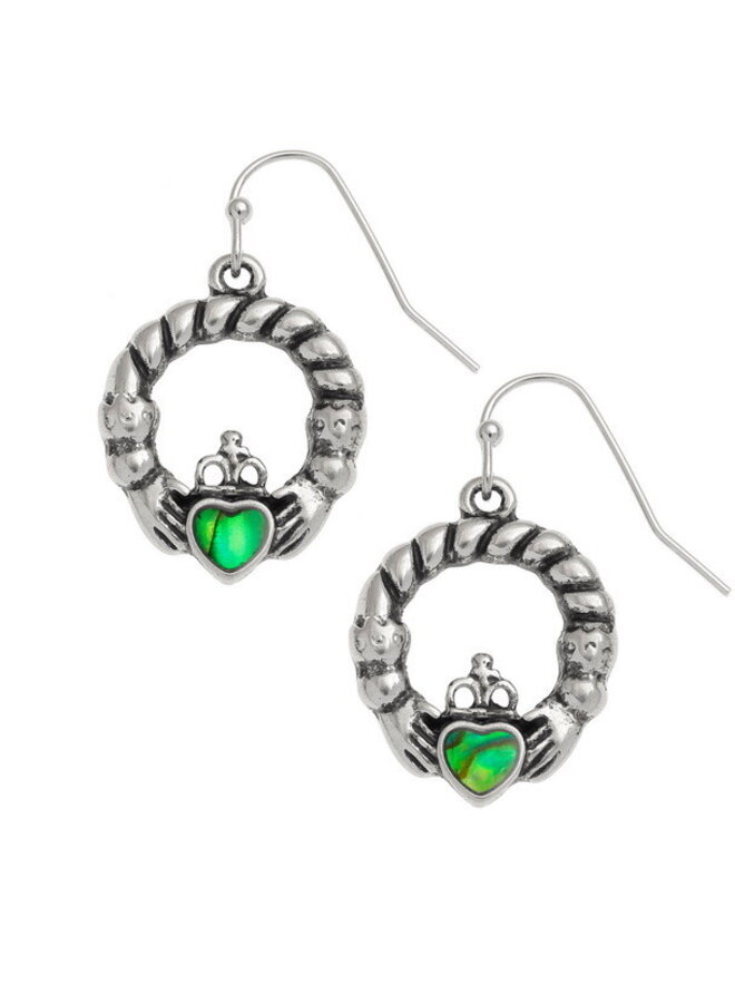 Boucles d'oreilles en coquillage Paua vert Claddagh 441