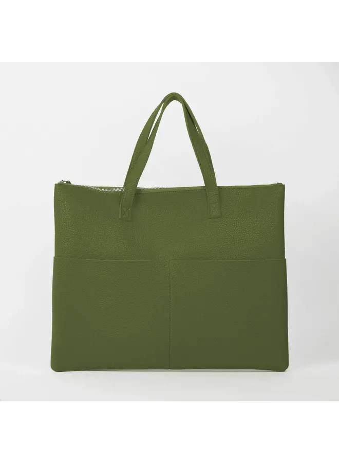Olive Green Vegan Tote Bag