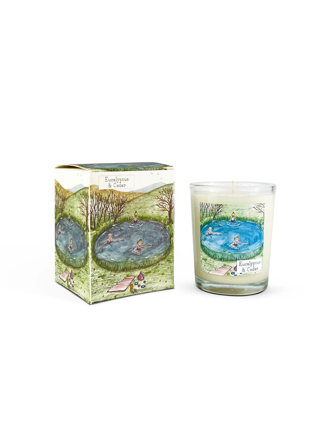 Bougie votive parfumée à l'eucalyptus et au cèdre