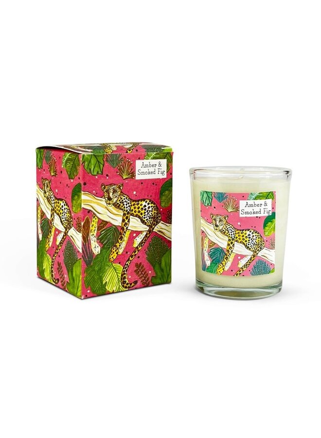 Vela votiva con aroma a ámbar e higo ahumado