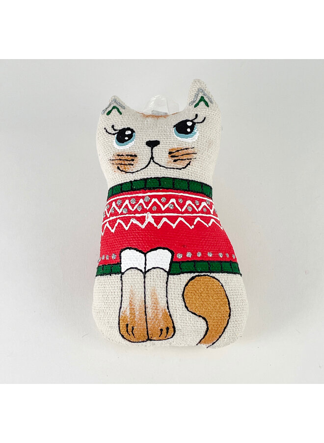 Gatito con suéter rojo - Decoración vainilla 31
