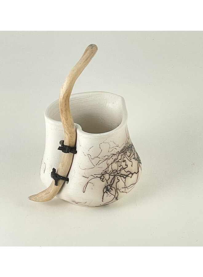 Recipiente con forma de jarra - Cerámica y madera 11