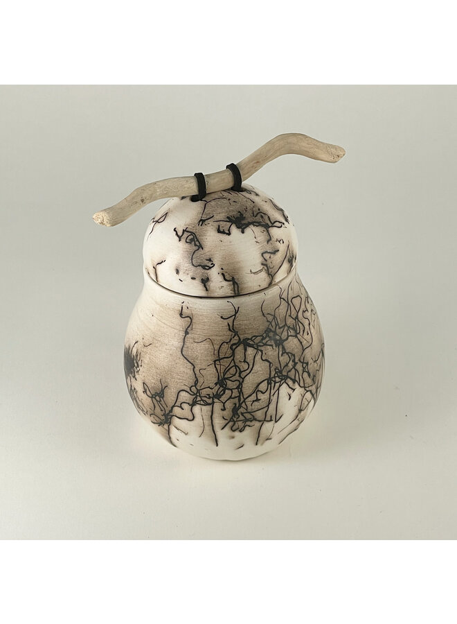 Keramikkärl med lock och trä 06