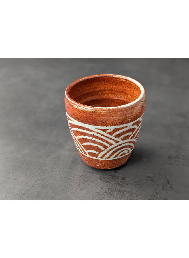 Kopparröd och celadonglaserad Yunomi teskål 14