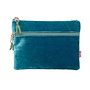 Samt-Geldbörse mit 2 Reißverschlüssen, Türkis, 60