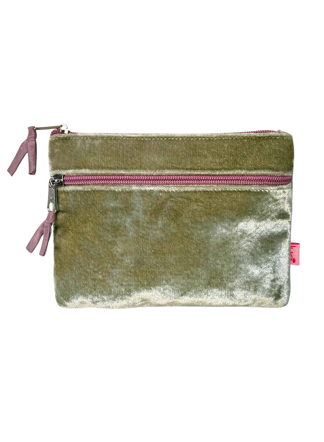 Sac à main en velours à 2 fermetures éclair Fenouil 56