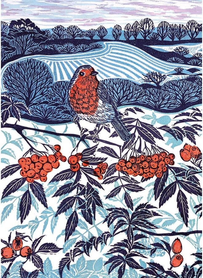 Paquet de 8 cartes Rouge-gorge d'hiver