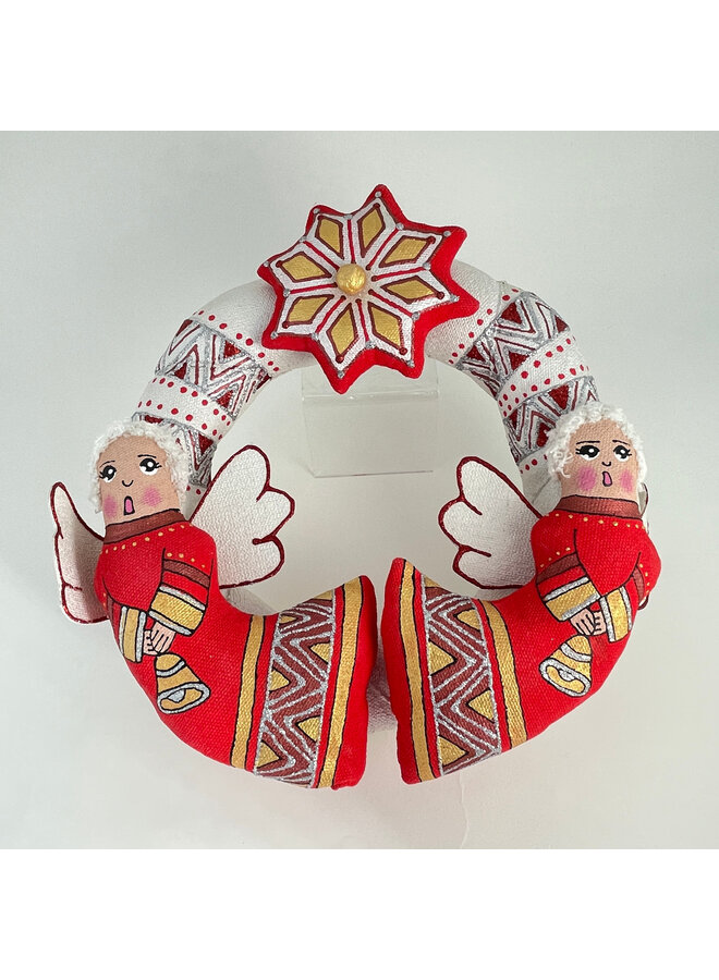 Couronne de Noël avec anges - Rouge 56