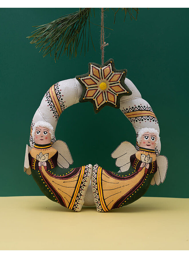 Julkrans med änglar - Guld 54