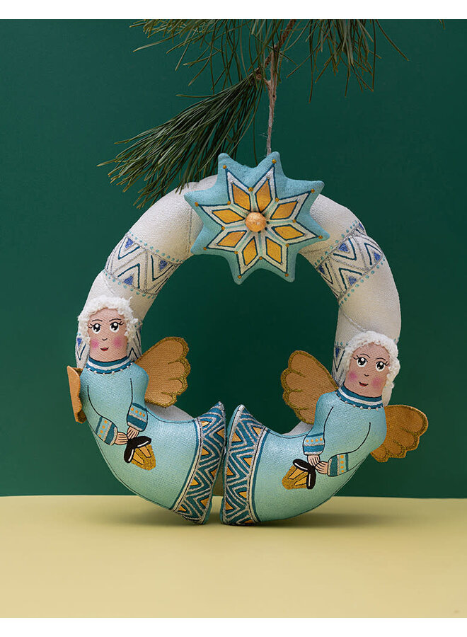 Christmas Wreath with Angels - Blue 55
