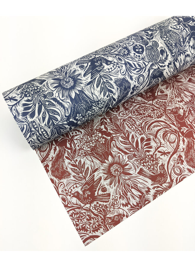 Papier d'emballage double face Écureuil et Tournesols