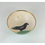 Raven on a blue hill with gold stars ceramic small bowl