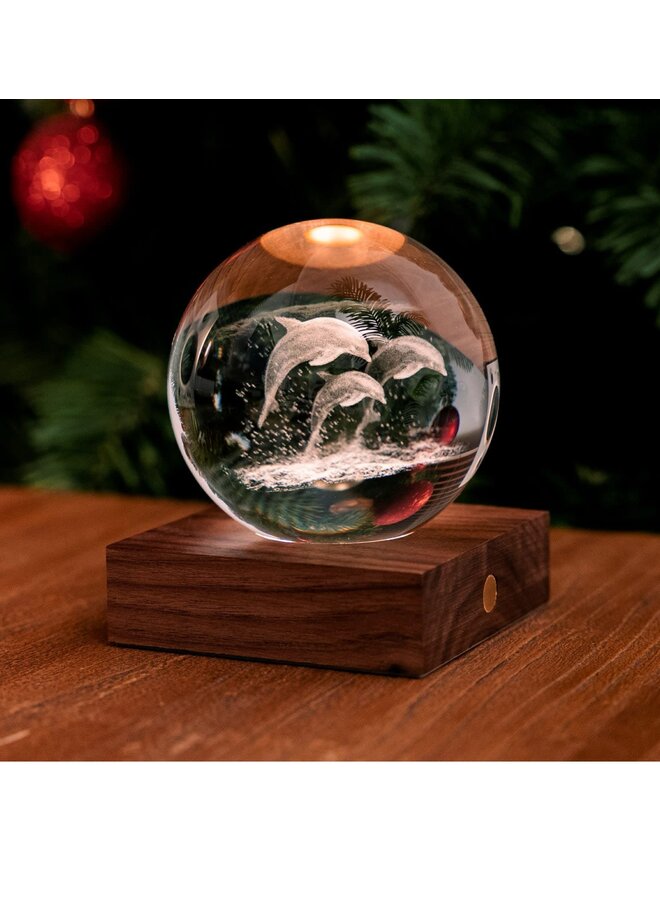 Jumping Dolphins Amber Crystal Globe light