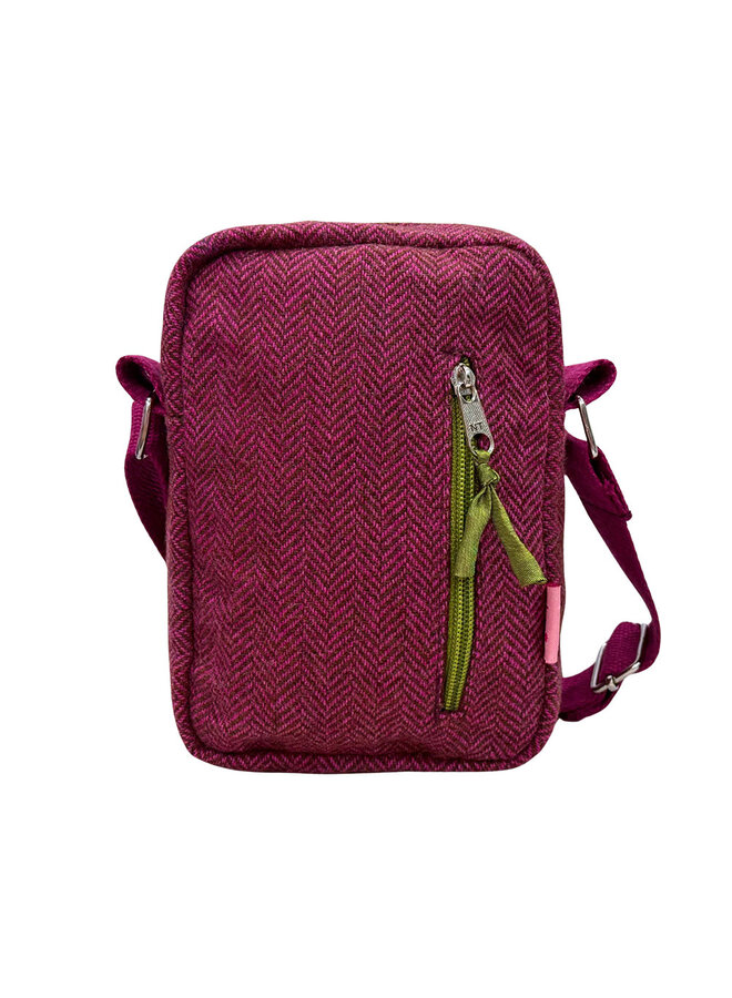 Sac bandoulière rose à chevrons 094