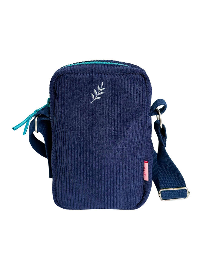 Navy Corduroy Cross Cross Body Purse 096