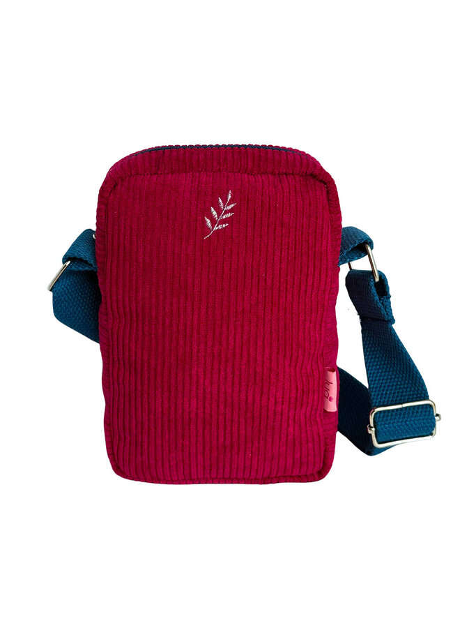 Sac bandoulière en velours côtelé rouge 097