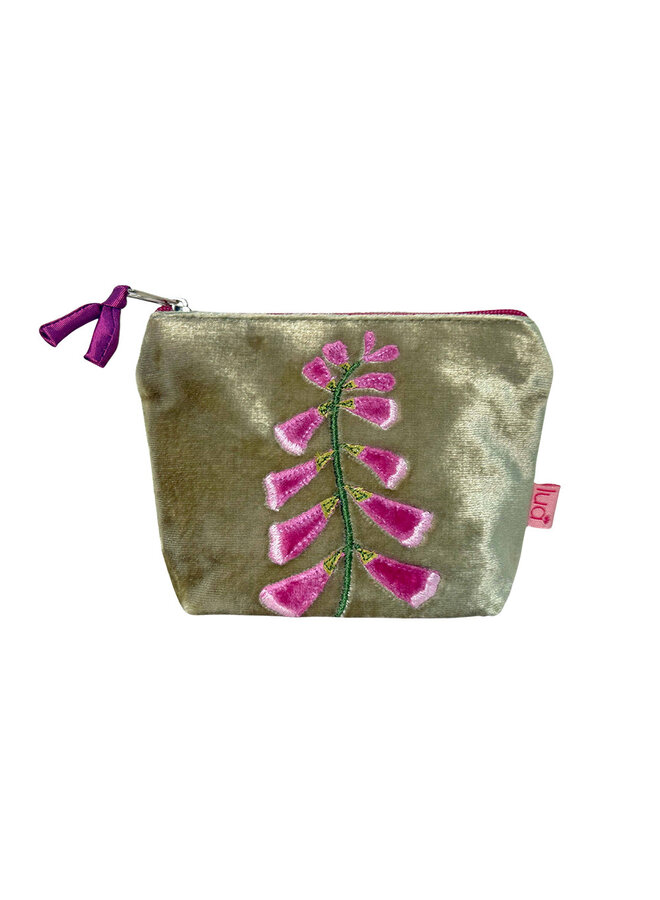 Foxglove Mini Myntväska i Sammet Fennel 106