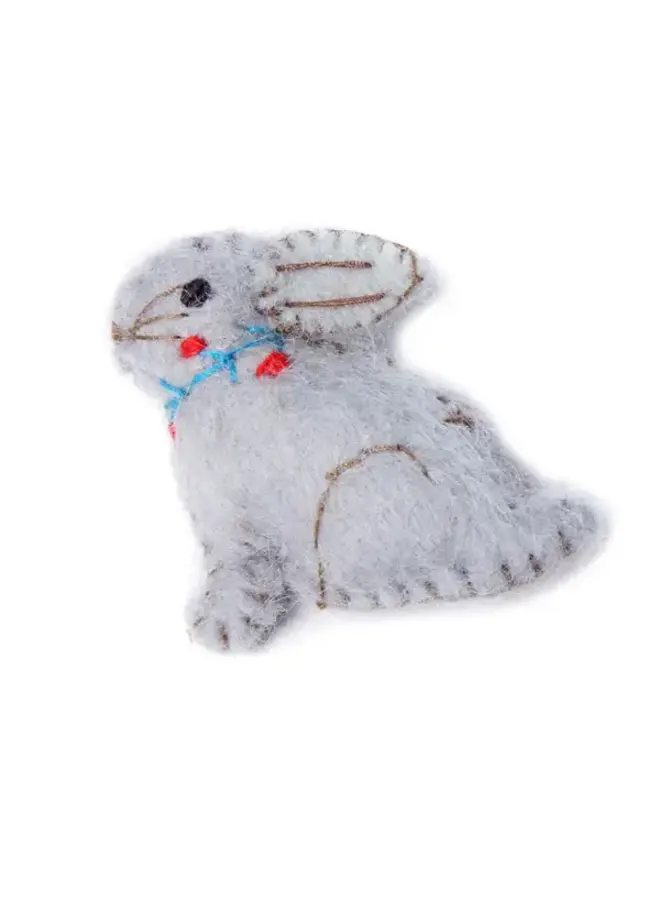 Bunny brooch grey felt brooch