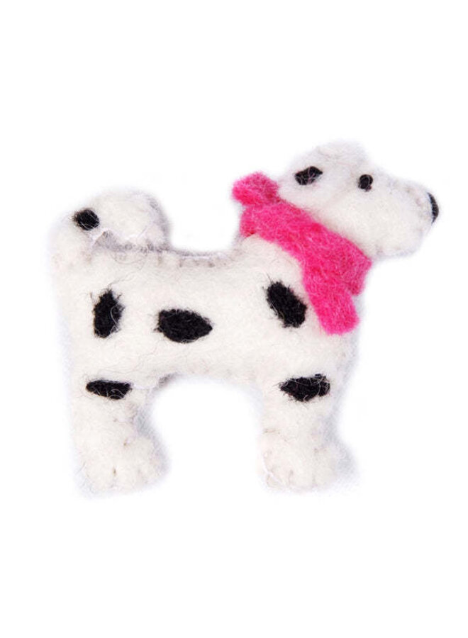 Spotty puppy white pink scarf brooch 153