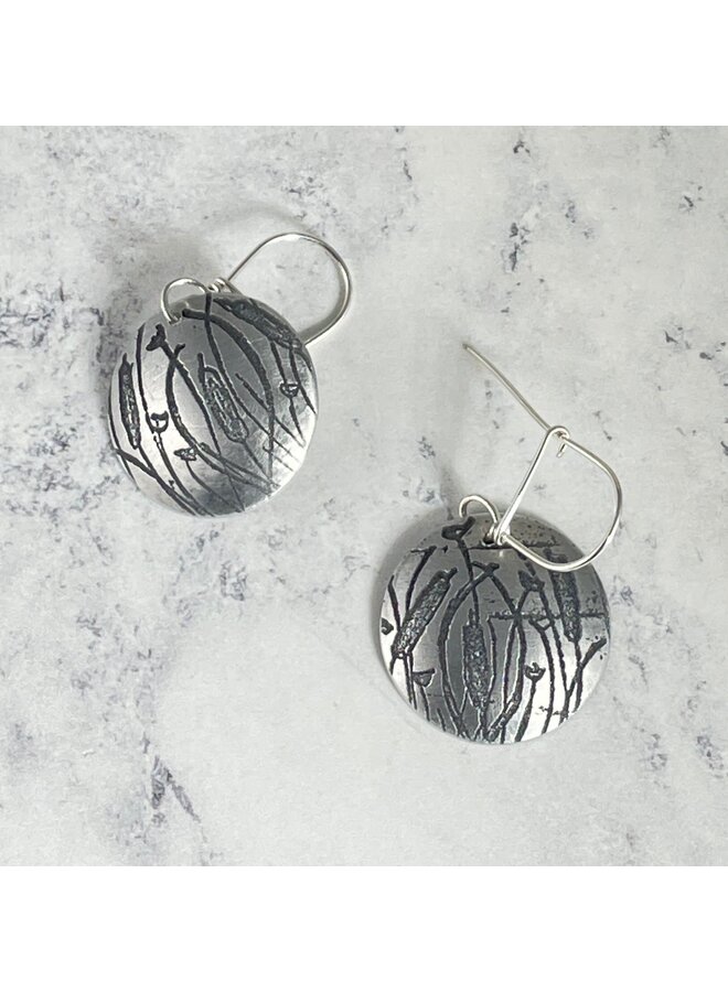 Pendientes Reeds Dome de aluminio grabado 149