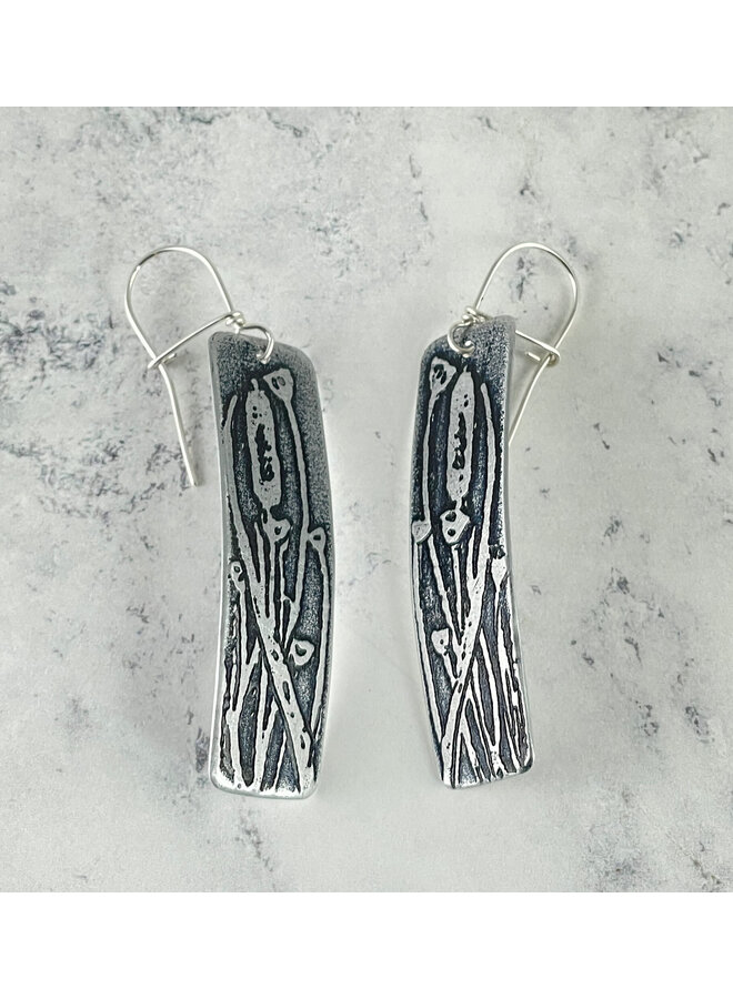 Reeds Rectangular Aluminium Etched Earrings 157
