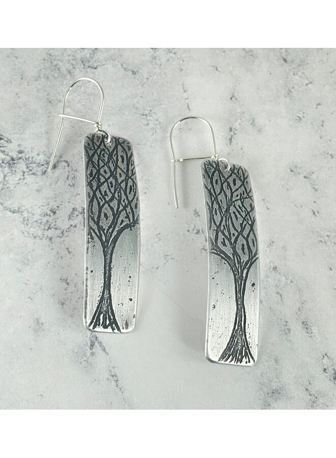 Серьги Trees с гравировкой из алюминия, прямоугольные, 156