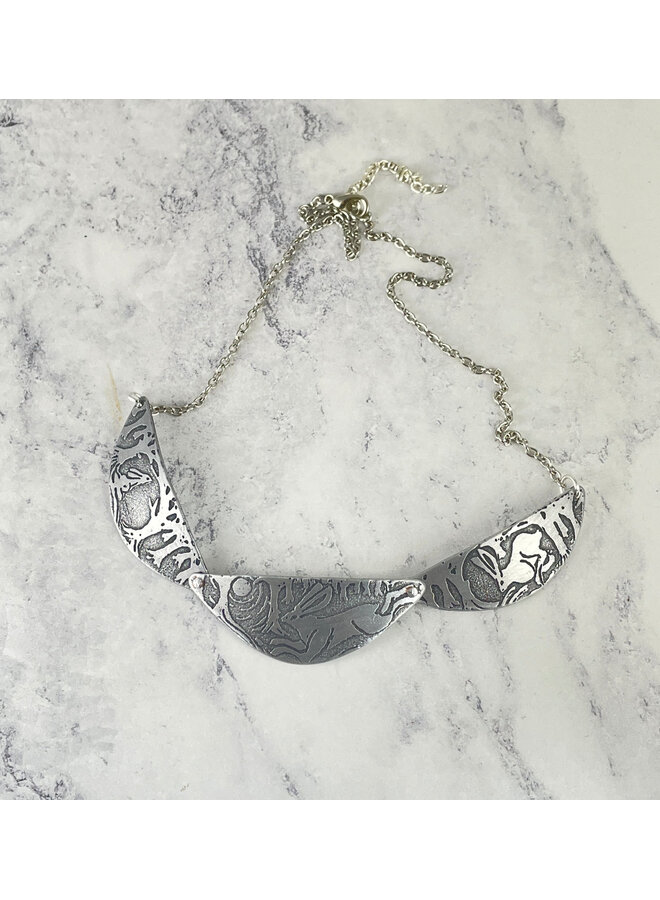 Hares Moon Aluminium Etched Triple Necklace 174