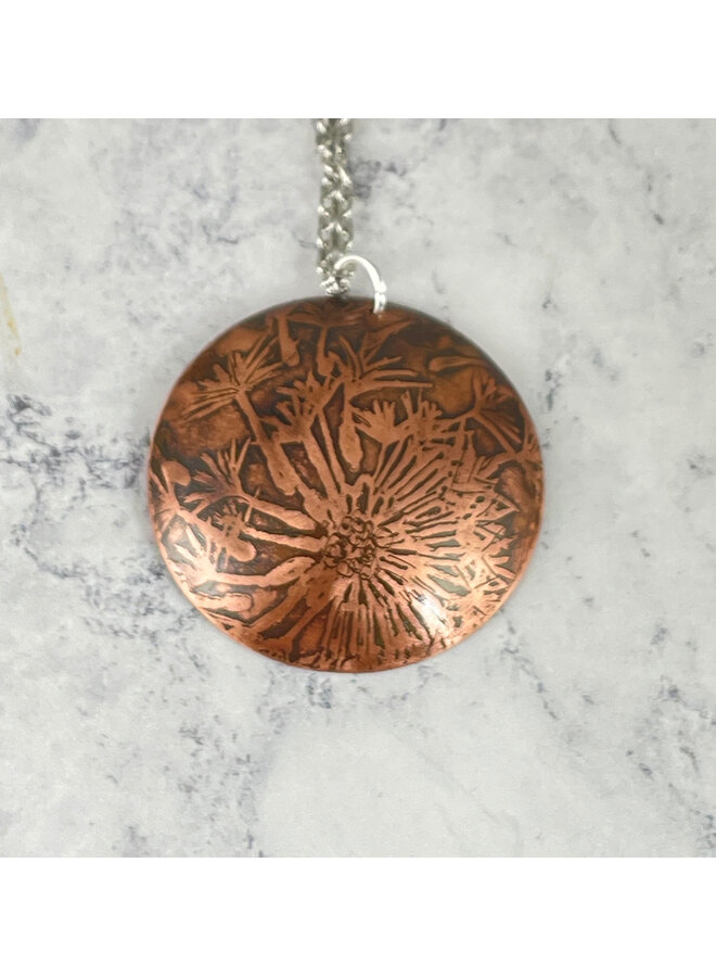 Dandelion Seeds Dome Copper  Etched Pendant 168