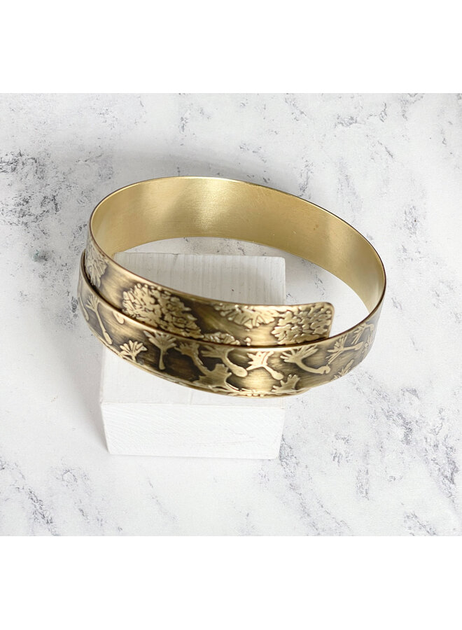Dandelion Brass Etched Overlap Cuff 184