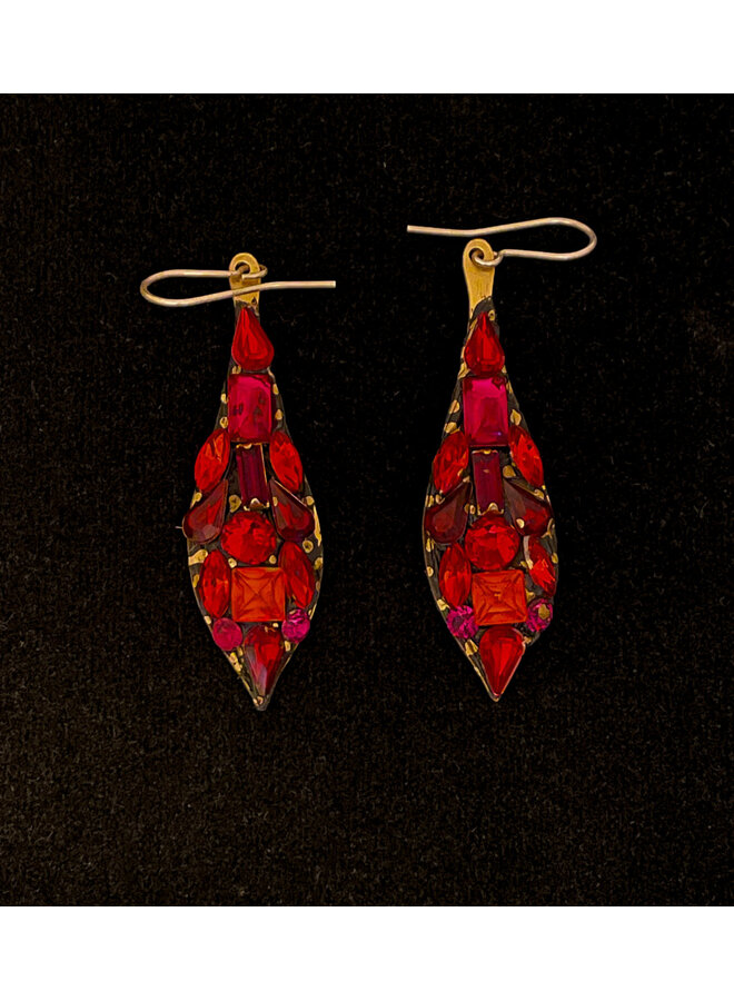 Große, leuchtend rote Ohrhänger 629