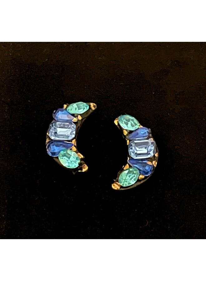 Pendientes de botón de luna azul 639