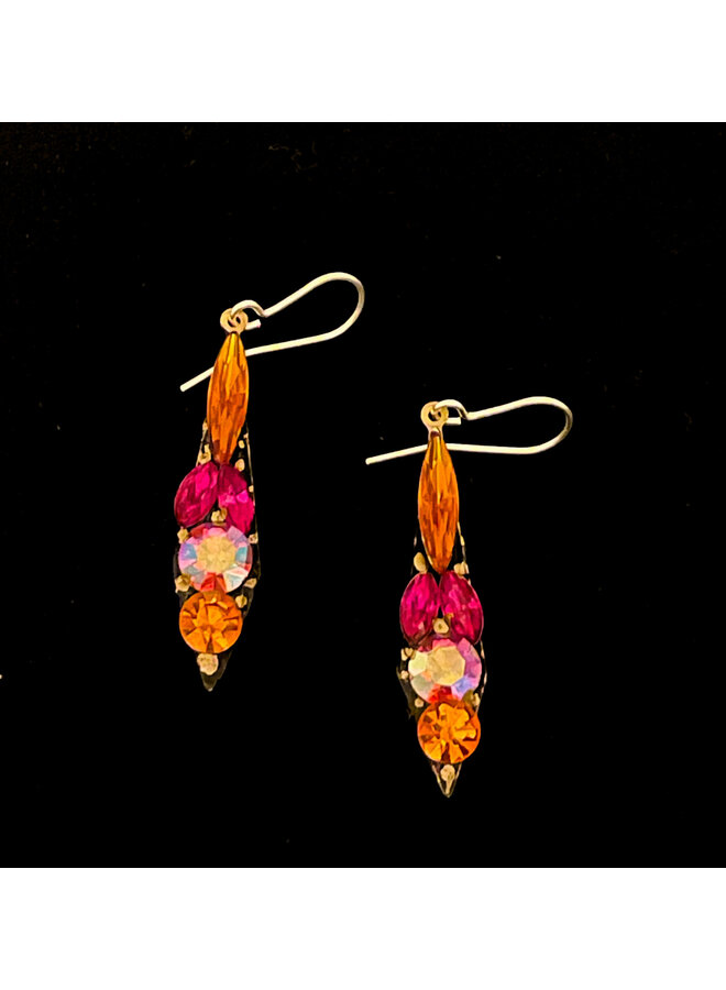 Boucles d'oreilles pendantes orange/rose en forme de glaçon 638