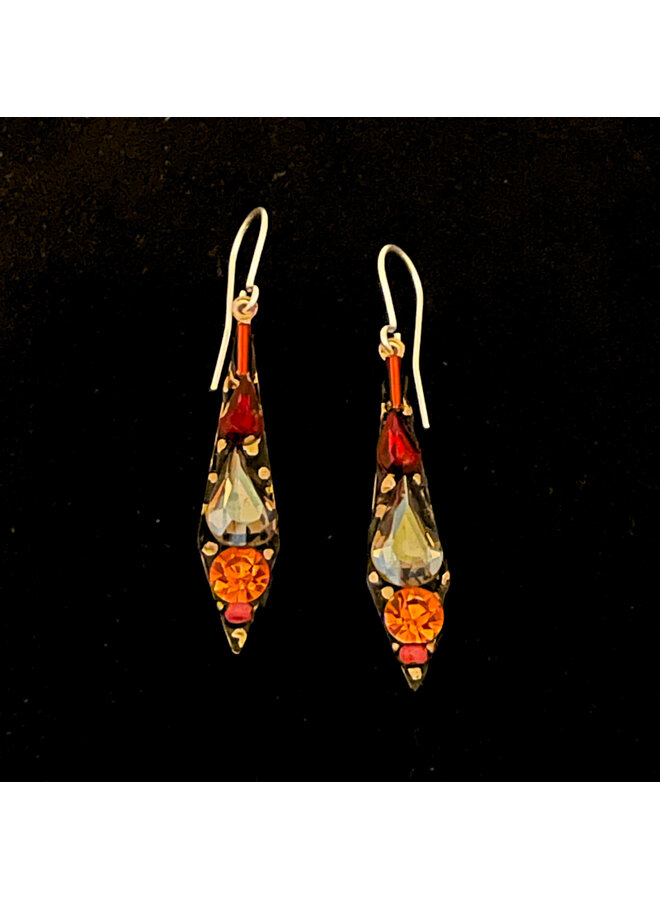 Boucles d'oreilles pendantes orange/rouge en forme de glaçon 637