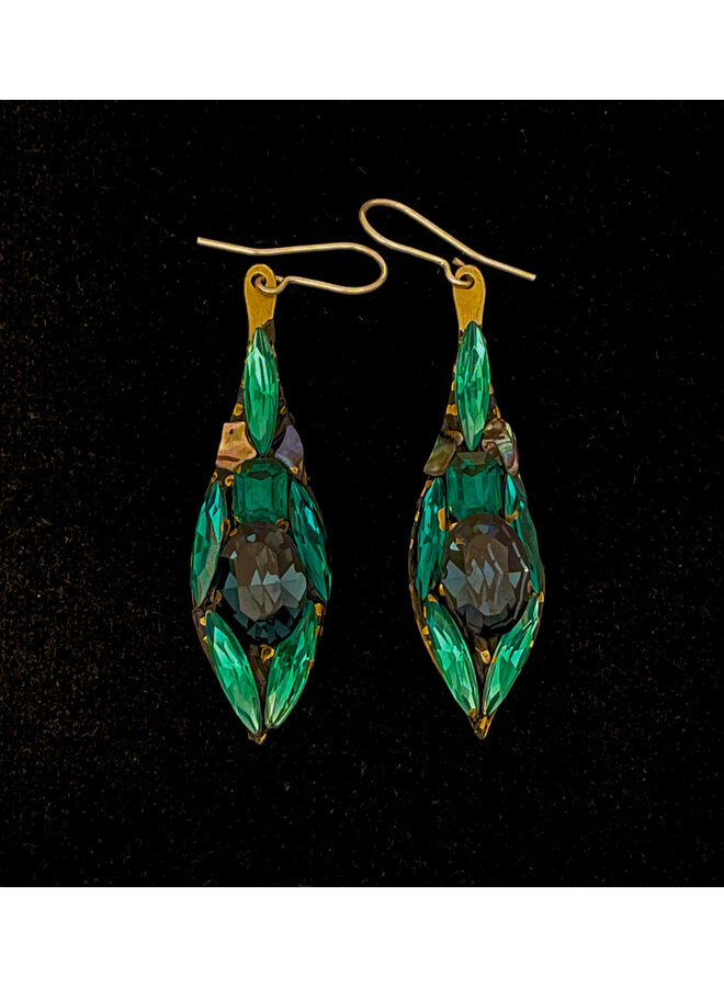 Boucles d'oreilles pendantes émeraude, grandes, réf. 628