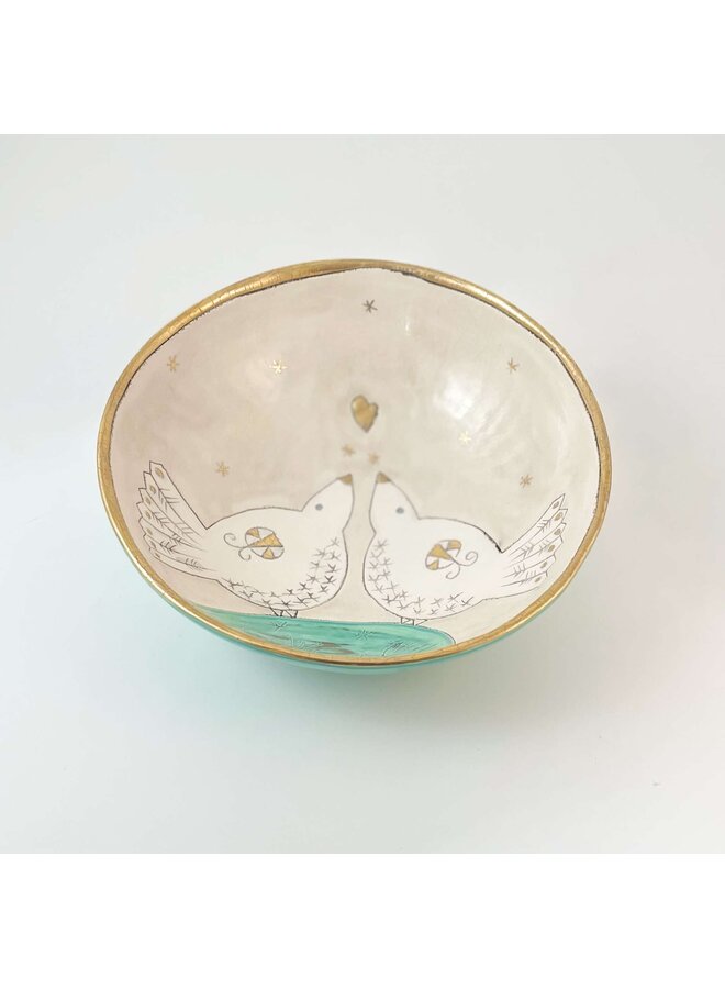 Doves on Hill with Gold Heart and Stars 58