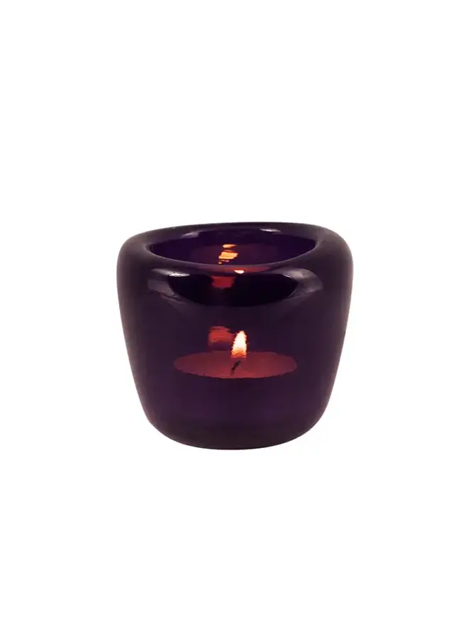 Handgefertigter Teelichthalter aus Glas – Violett