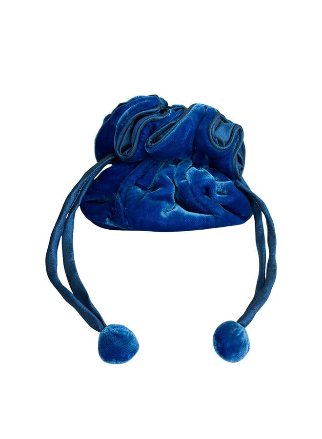 Velvet Draw String Cerulean Blue  Jewellery Pouch 18