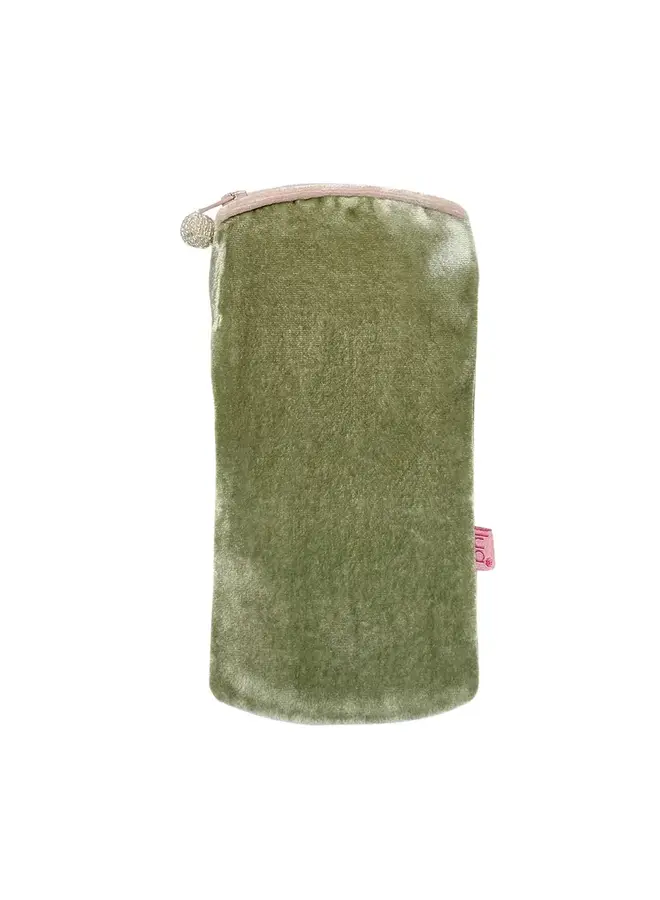 Sac à main en velours vert fenouil/rose 7447