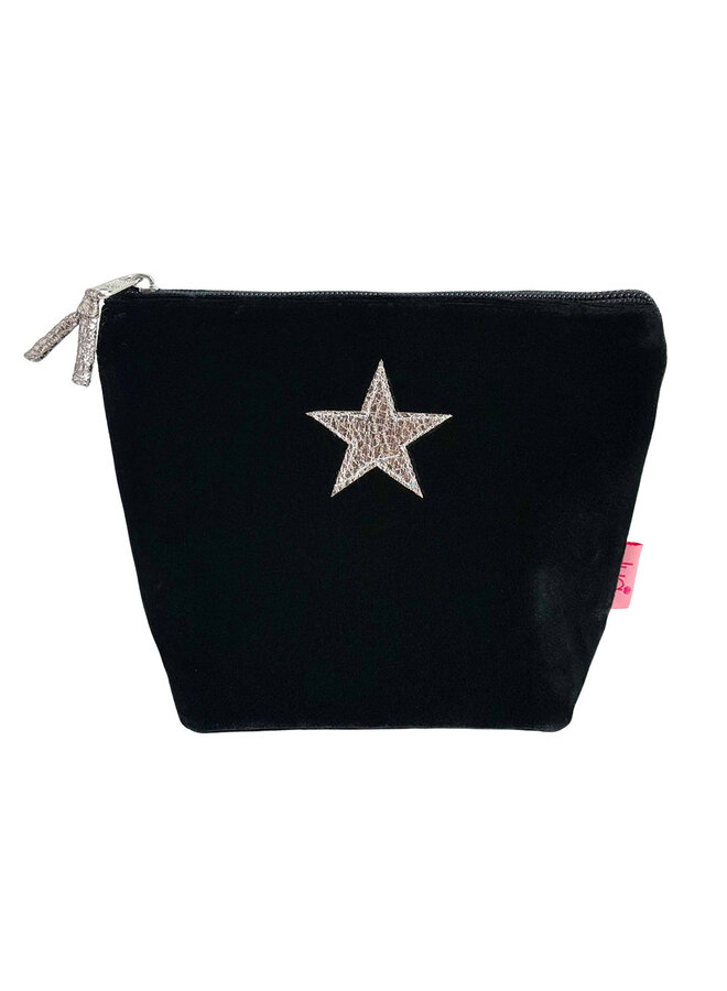 Schwarze Kosmetiktasche aus Filz mit Sternenmuster