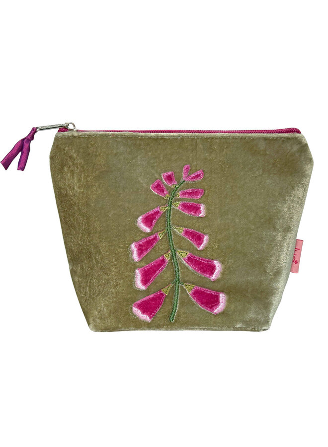 Monedero grande de terciopelo bordado Foxglove